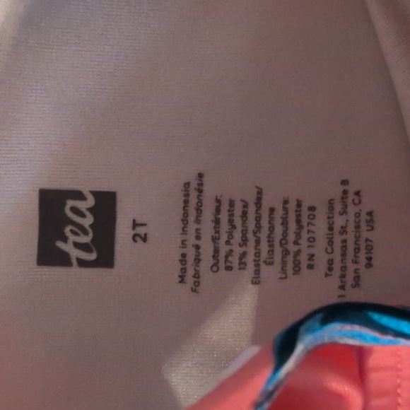 Tea Pink With Blue Tiger One Piece Swimsuit Size 2T - Picture 2 of 8